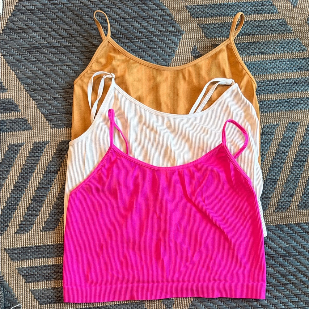 Wild Fable Women's Ribbed Camisoles - Pink, White, Tan